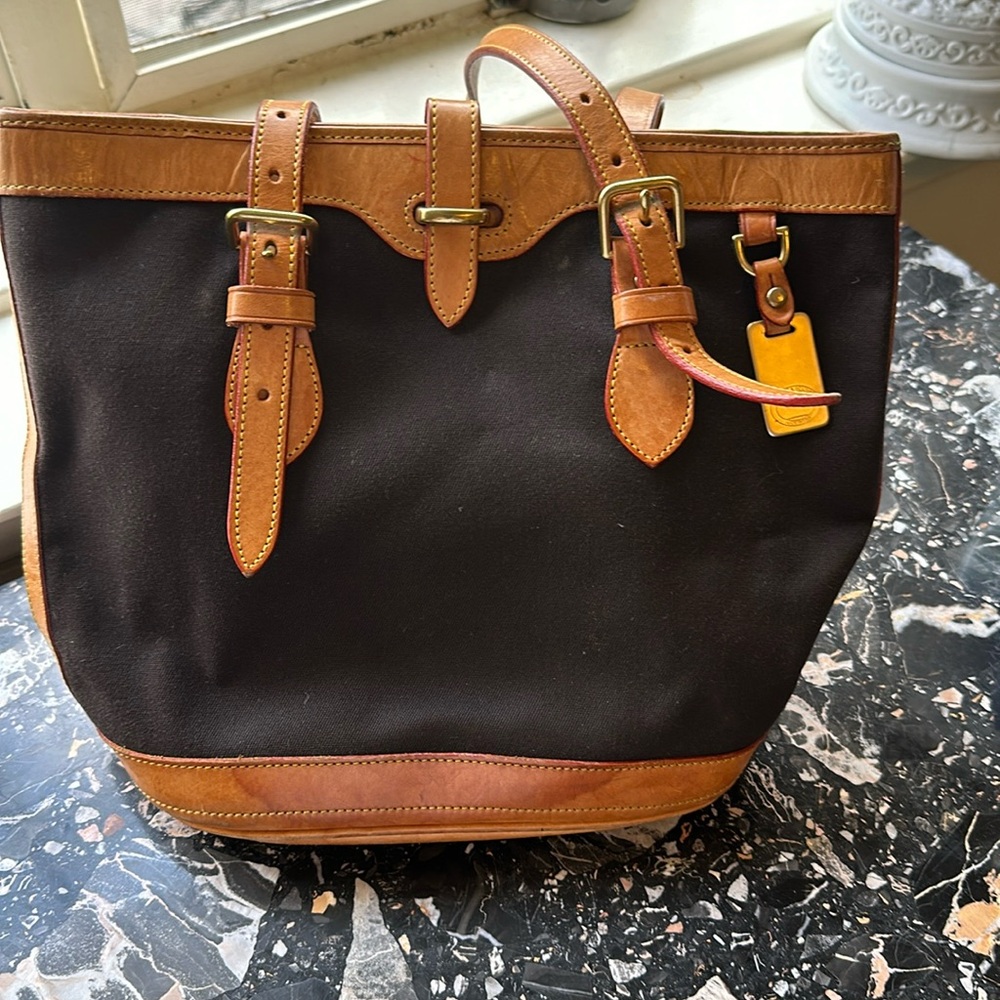 Dooney and Bourke, shoulder bag, canvas, and leather